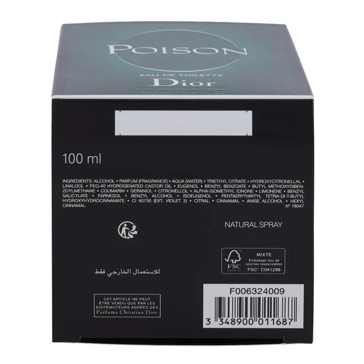 Dior Poison Eau de Toilette for Women 3.4oz 100ml
